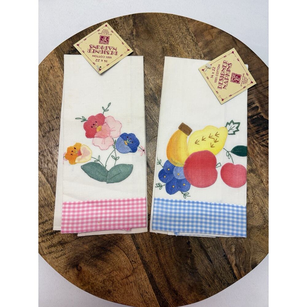 Fruit Bowl Designer Napkins Applique Blue And Red Kitchen Crafts Blue 14 x 22